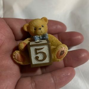 Vintage Cheries Teddies 1998 Pricilla Hillman Enesco Letter Figurine, Number 5